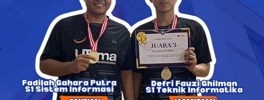 Mahasiswa Universitas Widyatama meraih Juara 3 Ganda Putra Unair Open 2024