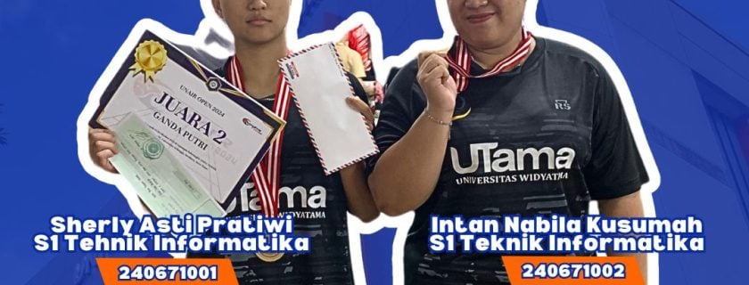 Mahasiswa Universitas Widyatama meraih Juara 2 Ganda Putri Unair Open 2024